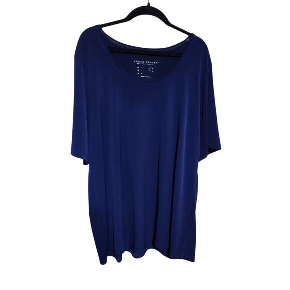 Susan Graver‎ Women's Modern Essentials Knit Blouse Navy Blue Shirt - Picture 3 of 5